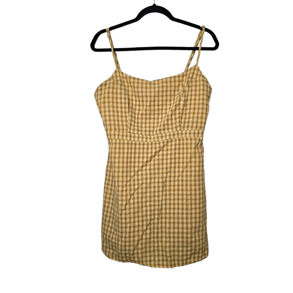 Urban Outfitters Casual Mini Dress Yellow Plaid - Size 12